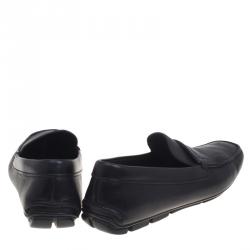 Pre Owned Prada Black Leather Penny Loafers Size 43