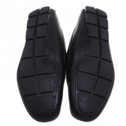 Pre Owned Prada Black Leather Penny Loafers Size 43