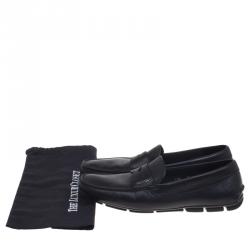 Pre Owned Prada Black Leather Penny Loafers Size 43