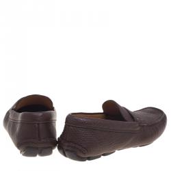 Pre Owned Prada Brown Leather Penny Driving Loafers Size 43