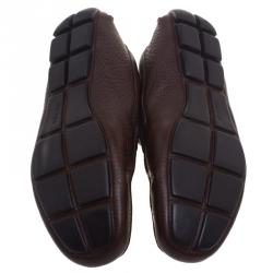 Pre Owned Prada Brown Leather Penny Driving Loafers Size 43