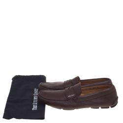 Pre Owned Prada Brown Leather Penny Driving Loafers Size 43