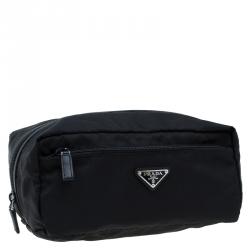 Pre Owned Prada Black Nylon Toiletery Case Pouch