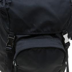 Prada Black Nylon Double Buckle Backpack