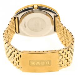 Pre Owned Rado Yellow Ochre Stainless Steel DiaStar Gold Plated Men's Wristwatch 35 mm