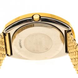 Pre Owned Rado Yellow Ochre Stainless Steel DiaStar Gold Plated Men's Wristwatch 35 mm