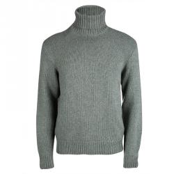 Pre Owned Ralph Lauren Sage Green Melange Cashmere Turtle Neck Sweater L