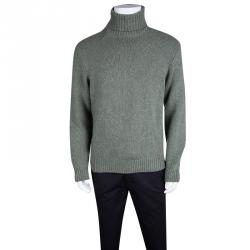 Pre Owned Ralph Lauren Sage Green Melange Cashmere Turtle Neck Sweater L