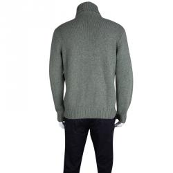 Pre Owned Ralph Lauren Sage Green Melange Cashmere Turtle Neck Sweater L