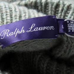 Pre Owned Ralph Lauren Sage Green Melange Cashmere Turtle Neck Sweater L