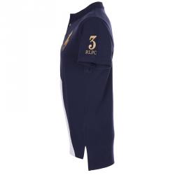 مملوكة مسبقًا Polo Ralph Lauren Navy Blue/White Stripe Logo Polo Shirt S