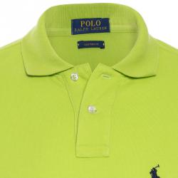 Pre Owned Polo Ralph Lauren Lime Green/Black Logo Polo Shirt M