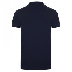 Pre Owned Polo Ralph Lauren Navy Blue/Orange Logo Polo Shirt S