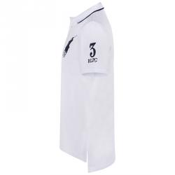 Pre Owned تيشيرت بولو رالف لورين مزين بشعار أبيض/ أزرق كحلي XXL