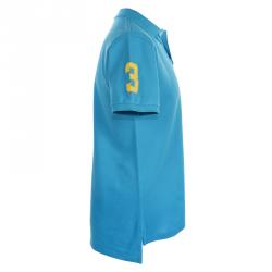 Pre Owned Polo Ralph Lauren Turquoise/Yellow Logo Polo Shirt M