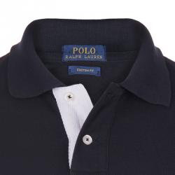 مملوكة مسبقًا تيشيرت بولو رالف لورين مزين بشعار أسود/ أبيض XL