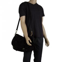 Pre Owned Ralph Lauren Black Suede Messenger Bag