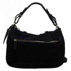 Pre Owned Ralph Lauren Black Suede Messenger Bag