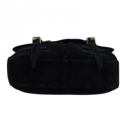 Pre Owned Ralph Lauren Black Suede Messenger Bag
