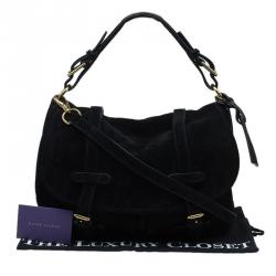 Pre Owned Ralph Lauren Black Suede Messenger Bag