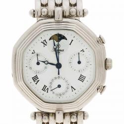 Pre Owned Rama Swiss Silver Stainless Steel Moonphase Men's Wristwatch 34MM