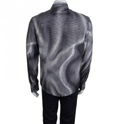 مملوكة مسبقًا Roberto Cavalli Grey Button Front Silk Shirt M