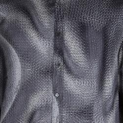 مملوكة مسبقًا Roberto Cavalli Grey Button Front Silk Shirt M