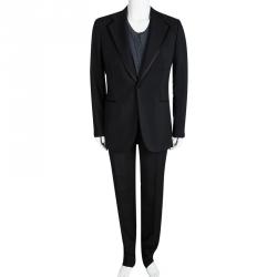 Roberto Cavalli Black Wool Tuxedo Suit L