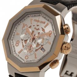 Pre Owned Roberto Cavalli Silver Stainless Steel RV1G003L0051 Men's Wristwatch 42MM