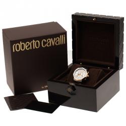 Pre Owned Roberto Cavalli Silver Stainless Steel RV1G003L0051 Men's Wristwatch 42MM