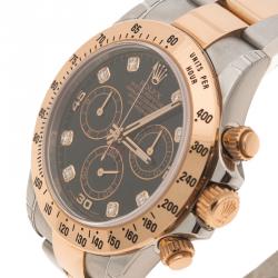 Pre Owned Rolex Black Stainless Steel and Gold Cosmograph Daytona Men's Wristwatch 38 mm