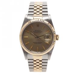 Pre Owned ساعة يد رولكس ديتجست ستانلس ستيل ذهبي وذهب أصفر 36MM