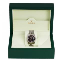 Pre Owned Rolex Black Stainless Steel Datejust Men's Wristwatch 36MM