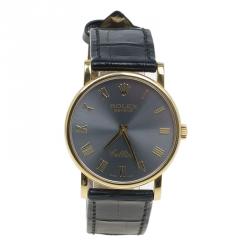 Rolex Grey 18K Yellow Gold Cellini Men's Wristwatch 30MM