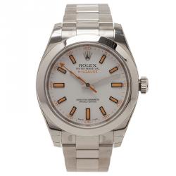 Pre Owned Rolex Cream Stainless Steel Milgauss Men's Wristwatch 40MM