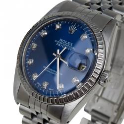 مملوكة مسبقًا Rolex Blue Stainless Steel Datejust Men's Wristwatch 36MM