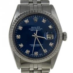مملوكة مسبقًا Rolex Blue Stainless Steel Datejust Men's Wristwatch 36MM