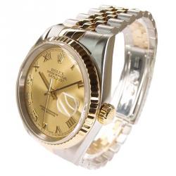 مملوكة مسبقًا Rolex Gold Stainless Steel and 18K Yellow Gold Datejust Men's Wristwatch 36MM