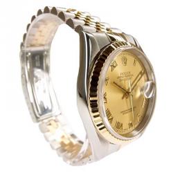 مملوكة مسبقًا Rolex Gold Stainless Steel and 18K Yellow Gold Datejust Men's Wristwatch 36MM