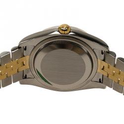 Pre Owned Rolex Champagne Stainless Steel and 18K Yellow gold Datejust Unisex Wristwatch 36MM