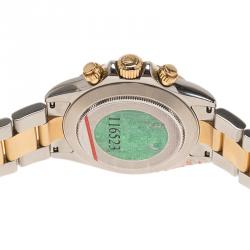 Pre Owned ساعة يد رجالية رولكس كوزموغراف دايتونا 116523 ذهب أصفر عيار 18 وستانلس ستيل بيضاء 40 مم