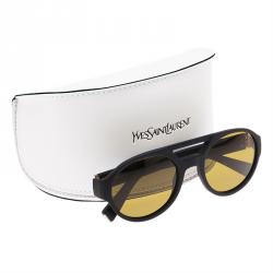 Pre Owned Saint Laurent Paris Black 2316 Polarized Aviators