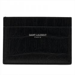 Saint Laurent Paris Black Alligator Embossed Card Holder 