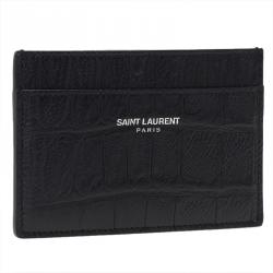 Saint Laurent Paris Black Alligator Embossed Card Holder 