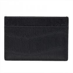 Saint Laurent Paris Black Alligator Embossed Card Holder 