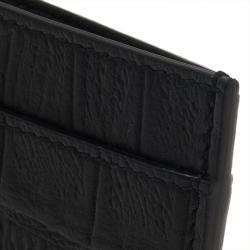 Saint Laurent Paris Black Alligator Embossed Card Holder 
