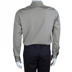 Saint Laurent Paris Grey Long Sleeve Buttondown Cotton Shirt M