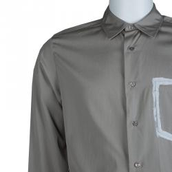Saint Laurent Paris Grey Long Sleeve Buttondown Cotton Shirt M