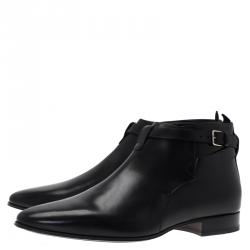 Pre Owned Saint Laurent Paris Black Leather Jodhpur Chelsea Boots Size 43.5