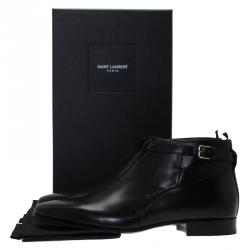 Pre Owned Saint Laurent Paris Black Leather Jodhpur Chelsea Boots Size 43.5